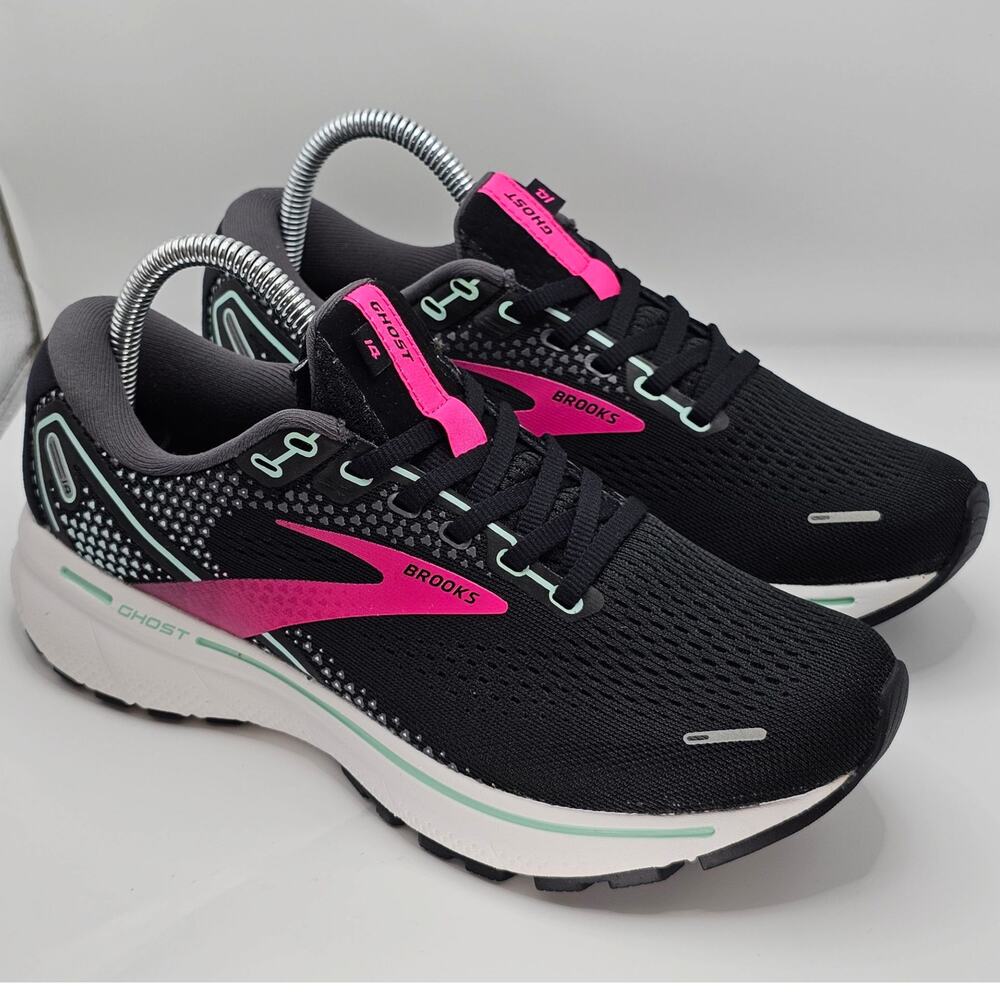 Brooks Ghost 14 Black Pink Yucca Womens 7.5 Medium B UK 5.5 Running Shoes